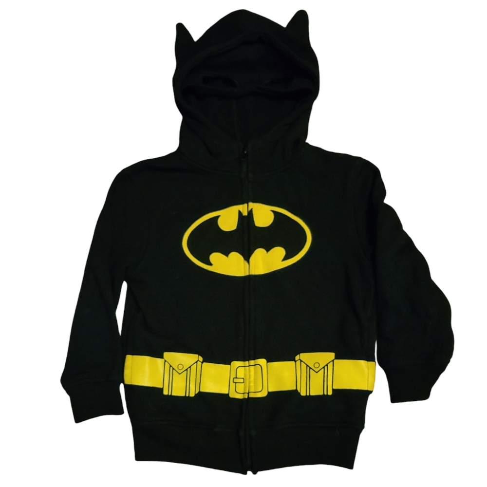 Batman Black Zipper Hoodie Boys Sz XS 4/5